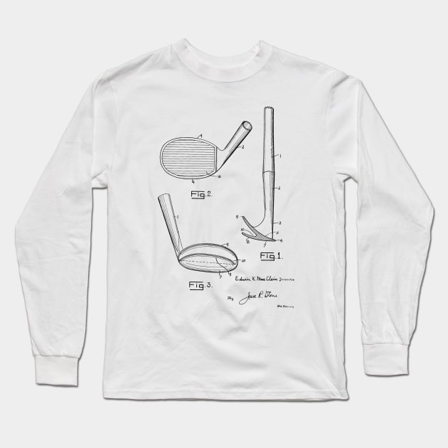 Sand Wedge Golf Club Vintage Patent Hand Drawing Long Sleeve T-Shirt by TheYoungDesigns